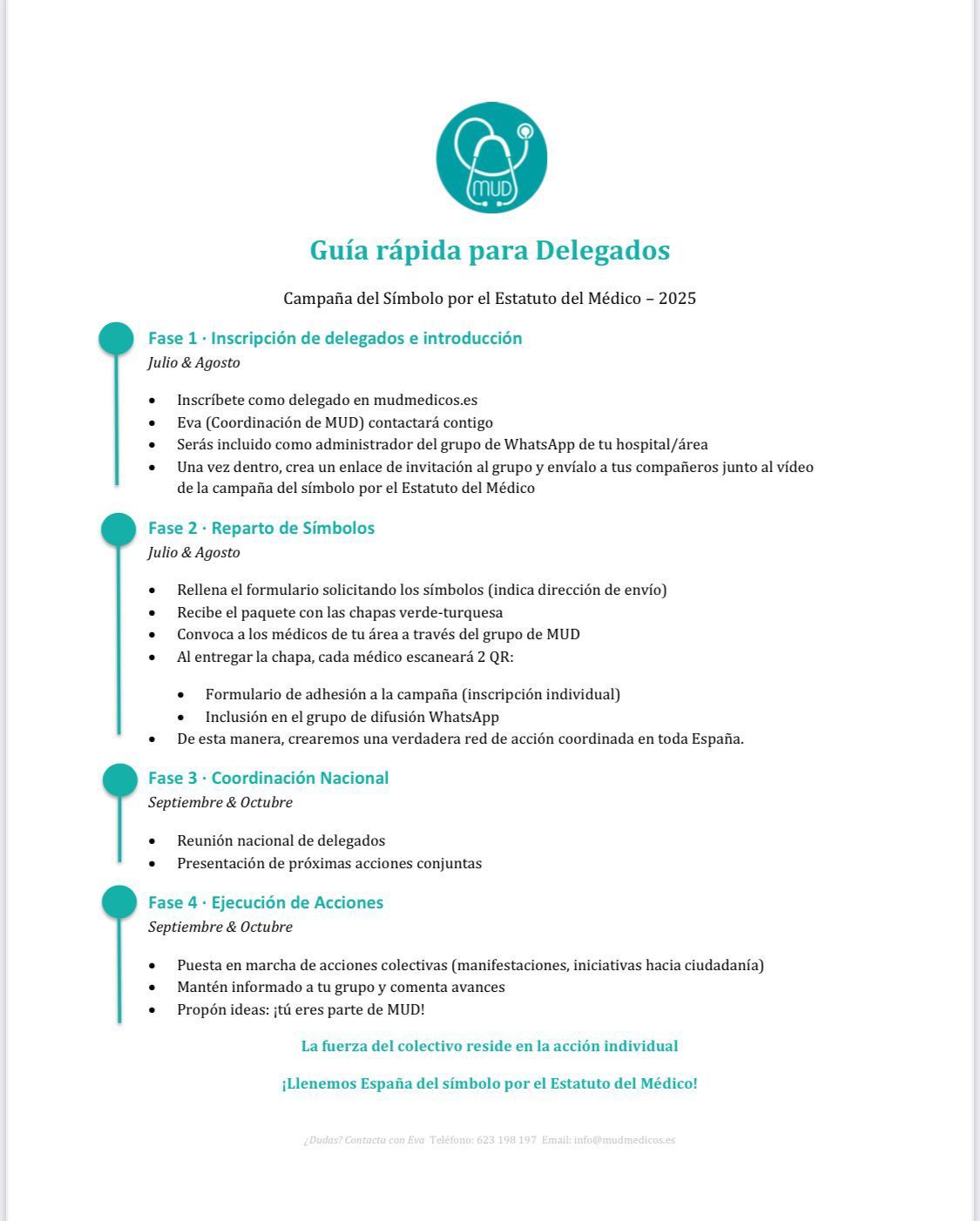 PASOS A SEGUIR DELEGADOS - Gu&iacute;a r&aacute;pida para delegados de MUD en pos del Estatuto del M&eacute;dico