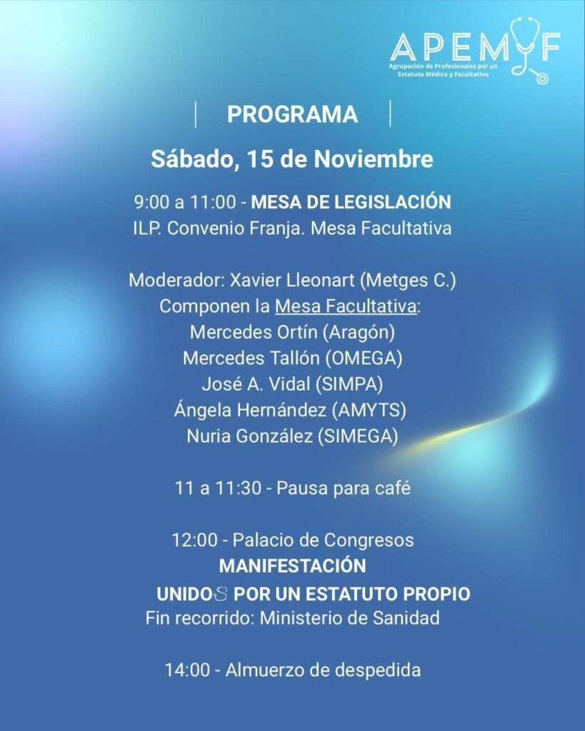 JORNADAS APEMYF 2 819x1024 - S&uacute;mate a las jornadas de APEMYF el 14-15 de noviembre y a la manifestaci&oacute;n el 15-N por un Estatuto del M&eacute;dico