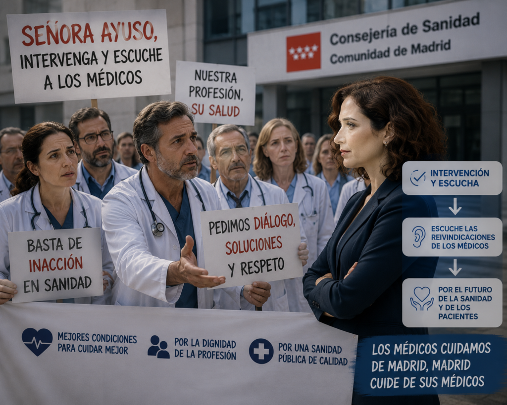 Portada Comite de Huelga Ayuso 1024x819 - El Comit&eacute; de Huelga M&eacute;dica de Madrid reclama a Ayuso desbloquear las mejoras que paraliza la Consejer&iacute;a de Sanidad